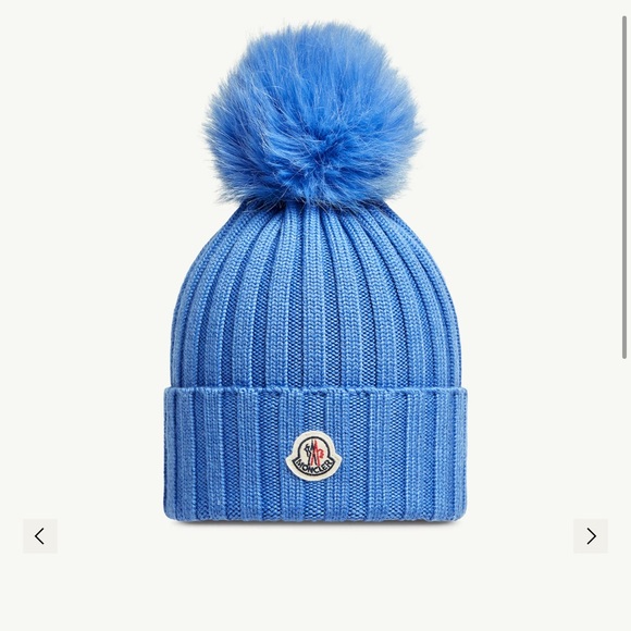 Moncler Vibrant Blue Knit Hat with Pom